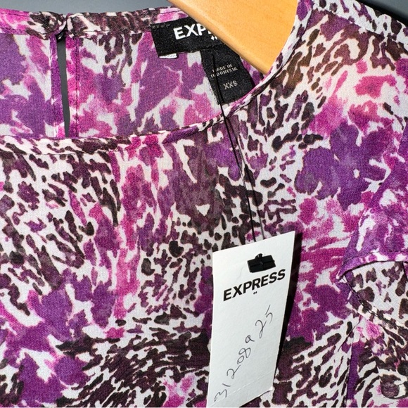 Express Purple Animal Print Ruched Sleeveless Mini Dress Size XXS NWT! - Picture 4 of 8